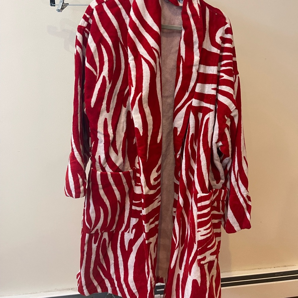 Versace Red and White Striped Robe
